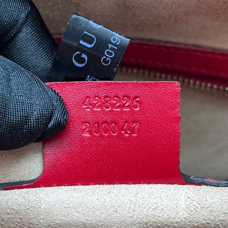 GUCCI 古馳 紅色壓花托特包 尺寸29*27 附件：肩帶-7