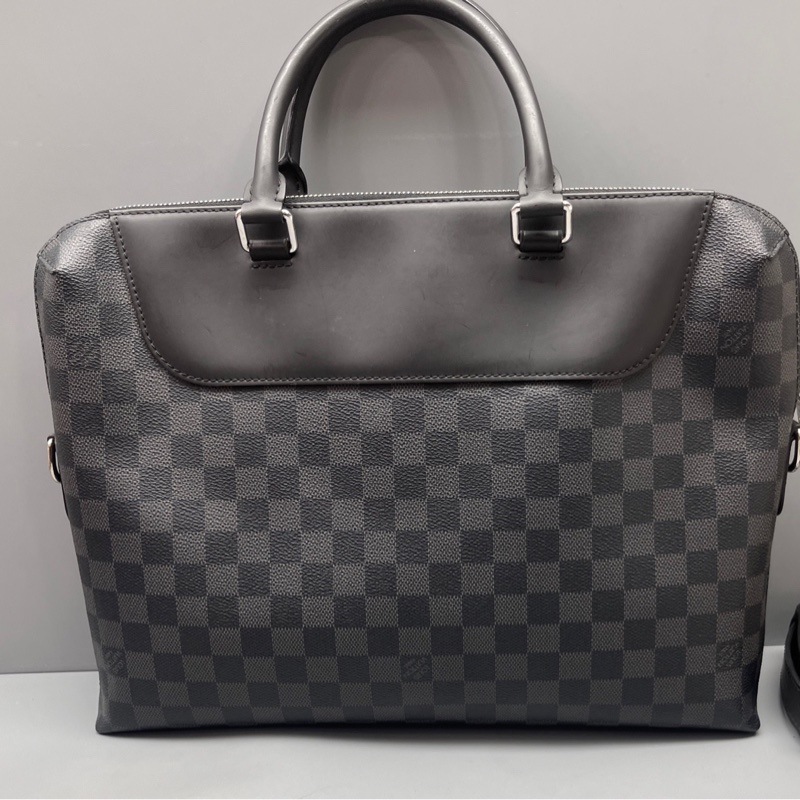 Louis Vuitton 路易威登 黑棋盤格公文包 尺寸37*28 附件：肩帶-1