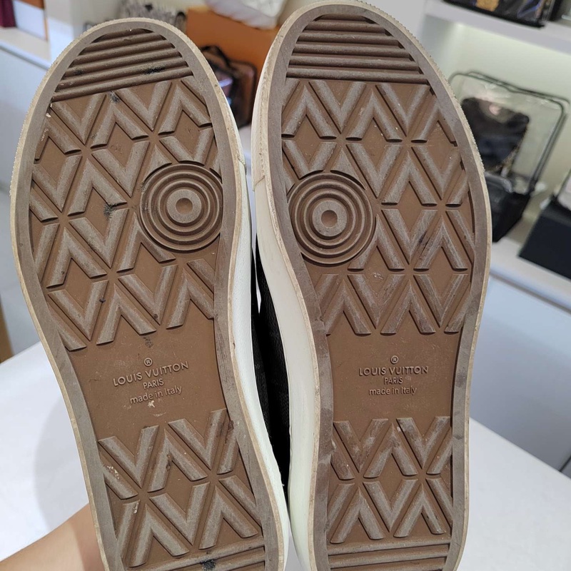 LouisVuitton路易威登 黑色棋盤格側Logo高幫板鞋，7碼半 🈚附件-5