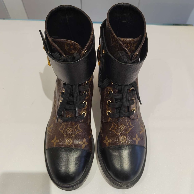 LouisVuitton路易威登 wonderland 女靴及踝靴 黑色拼老花綁帶 簡約百搭 36.5 碼🈚附件-2