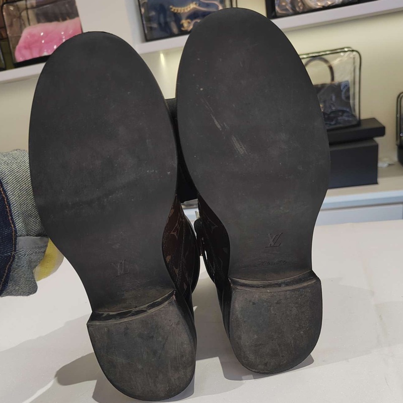 LouisVuitton路易威登 wonderland 女靴及踝靴 黑色拼老花綁帶 簡約百搭 36.5 碼🈚附件-5