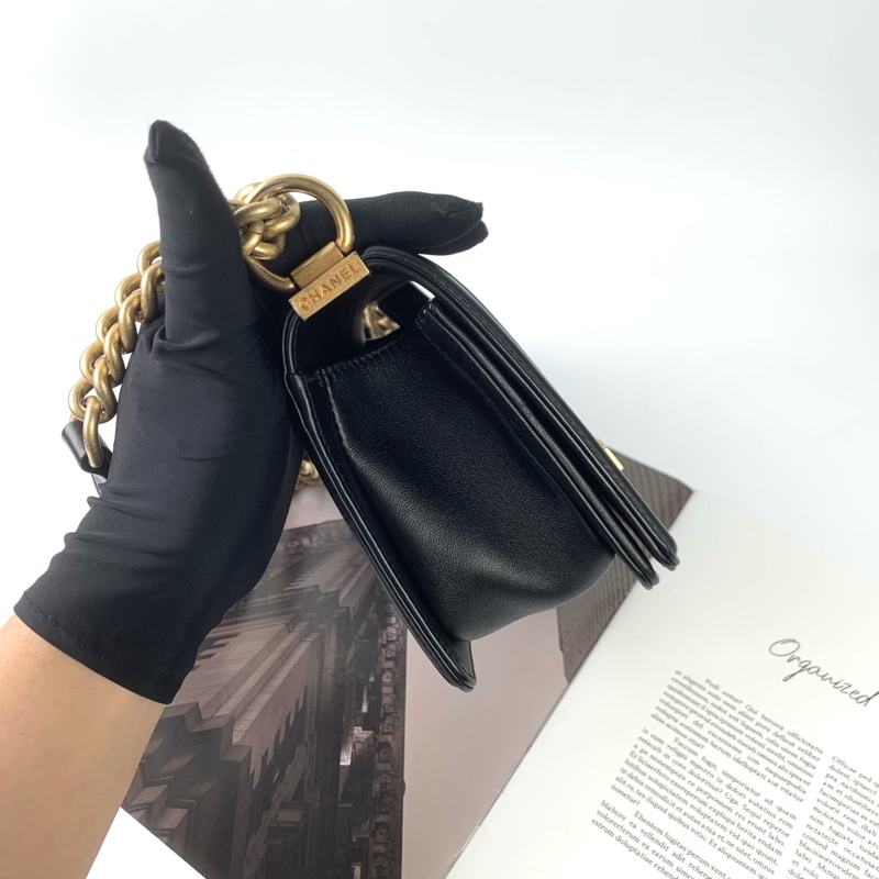 Chanel boy20牛皮黑金 🈶盒子/防塵袋/保卡-5