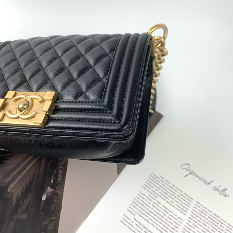 Chanel boy20牛皮黑金 🈶盒子/防塵袋/保卡-8