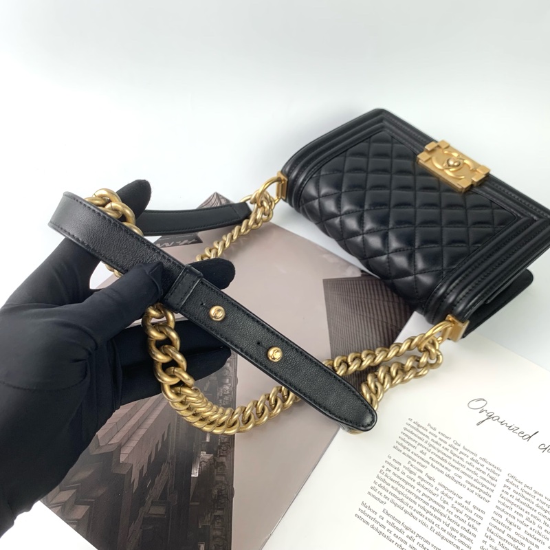Chanel boy20牛皮黑金 🈶盒子/防塵袋/保卡-11