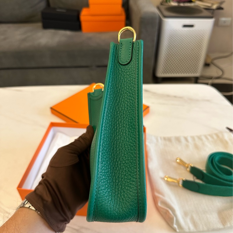 Hermes mini evelyne 綠色金扣-2