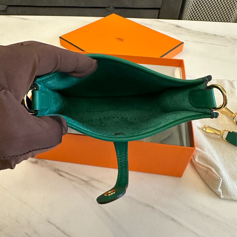 Hermes mini evelyne 綠色金扣-5