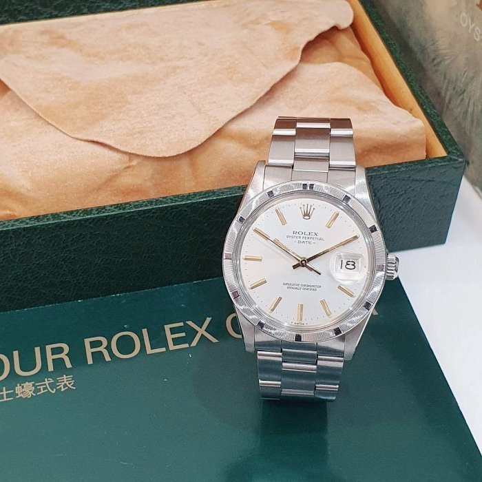【大眾名錶】ROLEX 勞力士 15010 蠔式恆動 市場稀少 金色時標 十三劃錶圈 銀色面盤 大眾名錶B1183-3