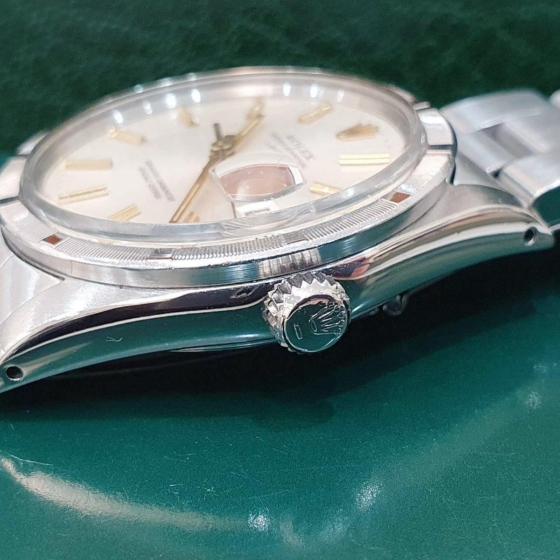 【大眾名錶】ROLEX 勞力士 15010 蠔式恆動 市場稀少 金色時標 十三劃錶圈 銀色面盤 大眾名錶B1183-4