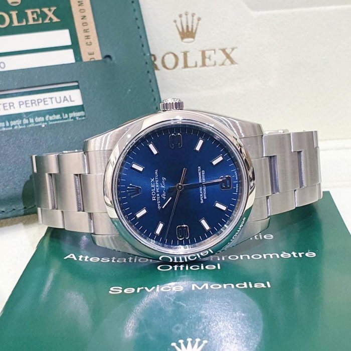 【大眾名錶】ROLEX勞力士 114200 Air-King 空中霸王 藍面 369數字標 2007 大眾名錶B1177-4
