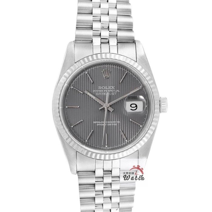【大眾名錶】ROLEX 勞力士 16234 Datejust 灰色直條紋面盤 錶徑36mm 自動上鍊 大眾名錶B1151-0