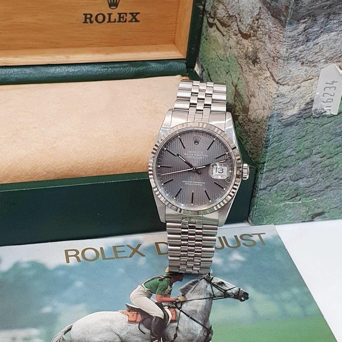 【大眾名錶】ROLEX 勞力士 16234 Datejust 灰色直條紋面盤 錶徑36mm 自動上鍊 大眾名錶B1151-2
