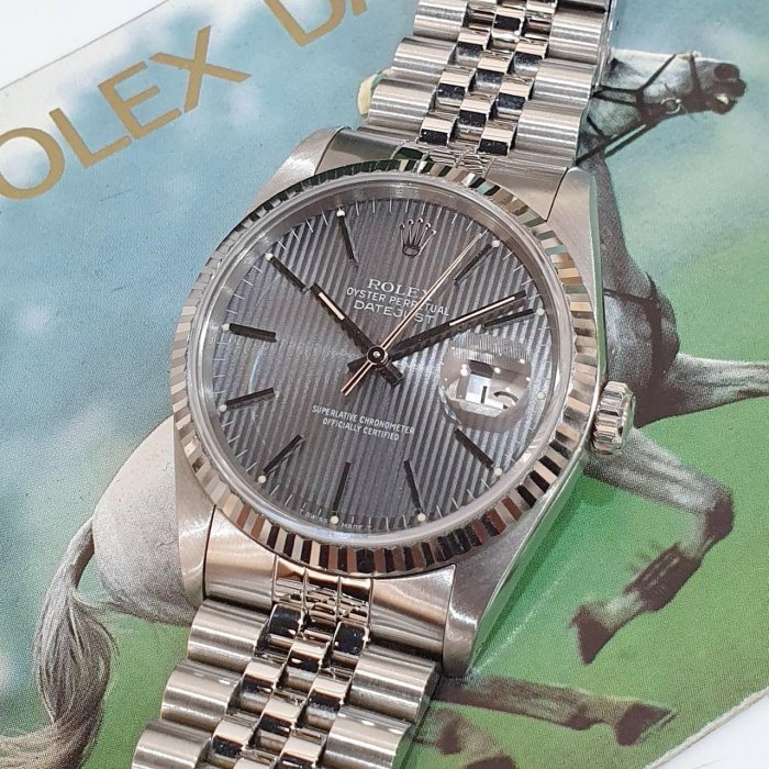 【大眾名錶】ROLEX 勞力士 16234 Datejust 灰色直條紋面盤 錶徑36mm 自動上鍊 大眾名錶B1151-5