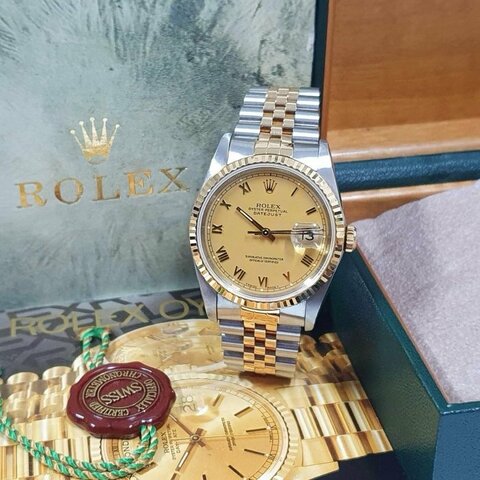 【大眾名錶】 ROLEX勞力士 16233 Datejust 蠔式日誌 金色面盤 羅馬時標 大眾名錶L1630