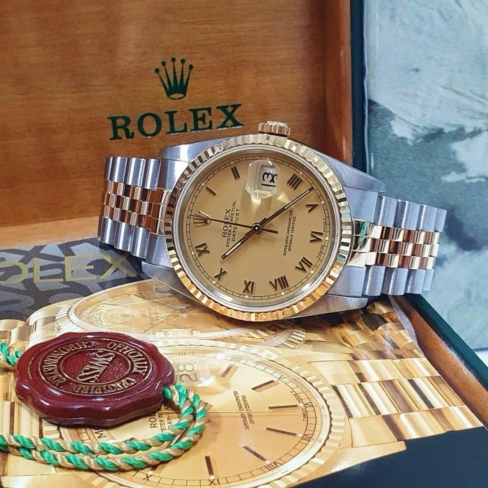 【大眾名錶】 ROLEX勞力士 16233 Datejust 蠔式日誌 金色面盤 羅馬時標 大眾名錶L1630-1