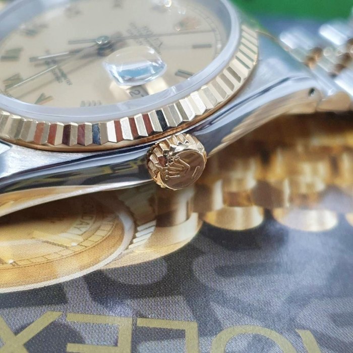 【大眾名錶】 ROLEX勞力士 16233 Datejust 蠔式日誌 金色面盤 羅馬時標 大眾名錶L1630-5