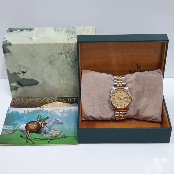 【大眾名錶】 ROLEX勞力士 16233 Datejust 蠔式日誌 金色面盤 羅馬時標 大眾名錶L1630-8