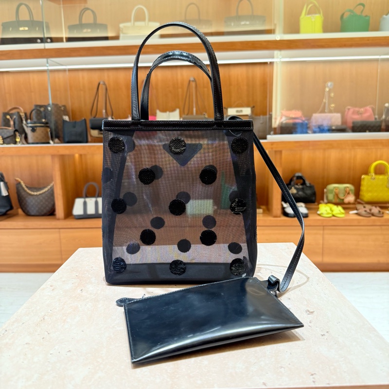 PRADA普拉達 刺繡波亮圓點 托特包-2