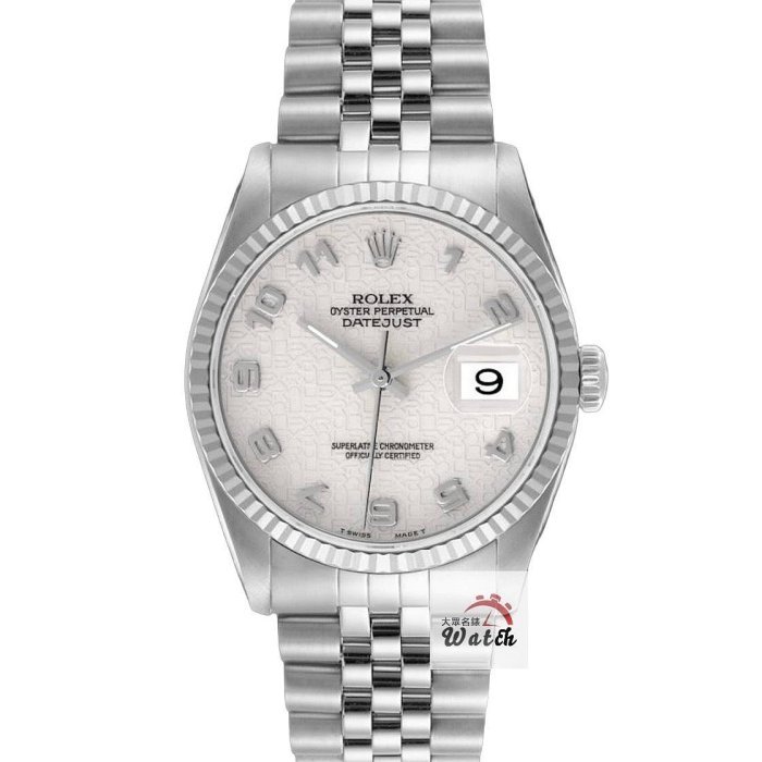 【大眾名錶】ROLEX 勞力士 16234 Datejust 白紀念數字面 原面未翻寫 錶徑36mm 大眾名錶G210-0