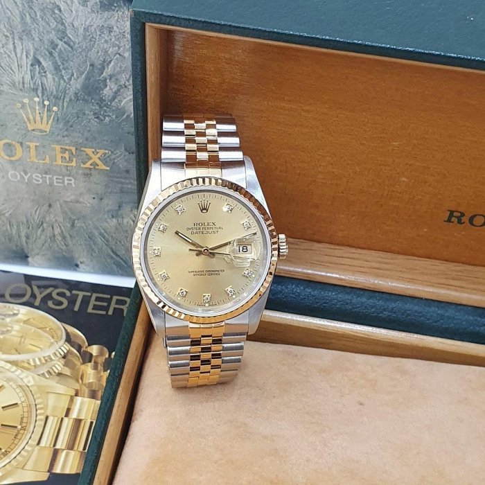 【大眾名錶】ROLEX勞力士 16233 Datejust 蠔式日誌 金十鑽面盤 錶徑36mm 大眾名錶B1213-1