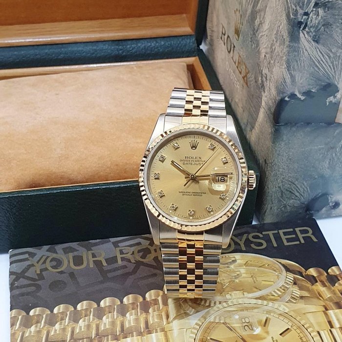 【大眾名錶】ROLEX勞力士 16233 Datejust 蠔式日誌 金十鑽面盤 錶徑36mm 大眾名錶B1213-3