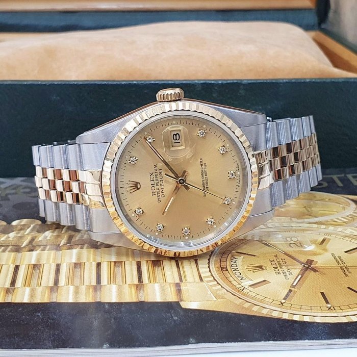 【大眾名錶】ROLEX勞力士 16233 Datejust 蠔式日誌 金十鑽面盤 錶徑36mm 大眾名錶B1213-4