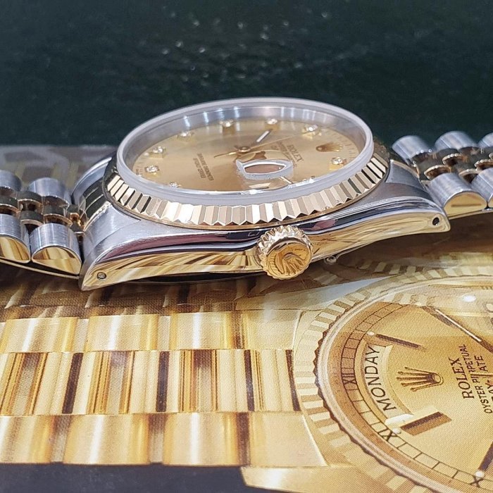【大眾名錶】ROLEX勞力士 16233 Datejust 蠔式日誌 金十鑽面盤 錶徑36mm 大眾名錶B1213-5