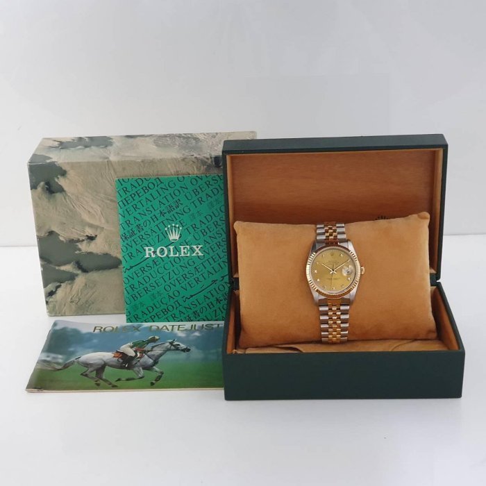 【大眾名錶】ROLEX勞力士 16233 Datejust 蠔式日誌 金十鑽面盤 錶耳有孔錶徑36mm 大眾名錶G059-8