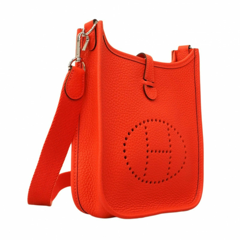 愛馬仕 Evelyne TPM 單肩背包，Taurillon Clemence 皮革，橙色底紋，K 字印記，女士款。-1
