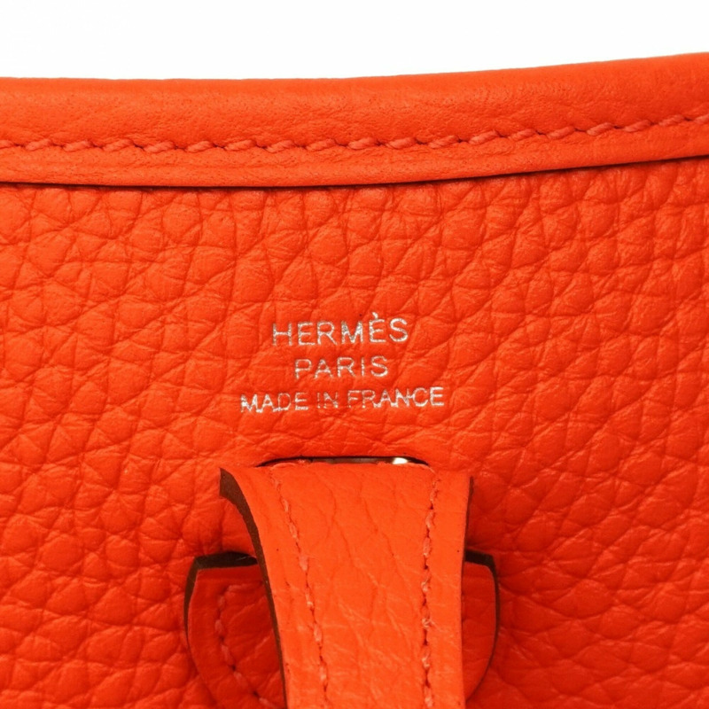 愛馬仕 Evelyne TPM 單肩背包，Taurillon Clemence 皮革，橙色底紋，K 字印記，女士款。-4