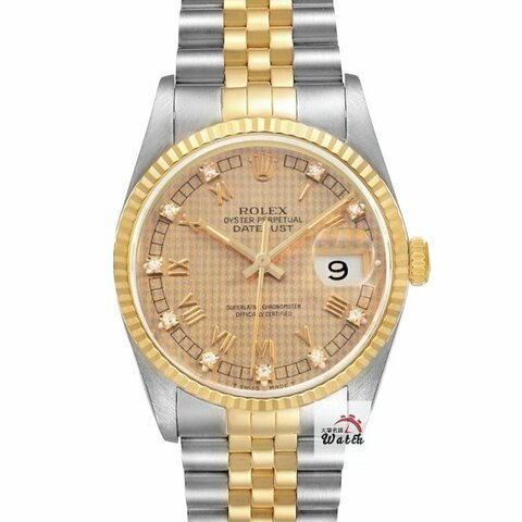【大眾名錶】ROLEX勞力士 16233 Datejust 市場少見 千鳥紋十鑽面盤 經典太陽圈 大眾名錶B1160