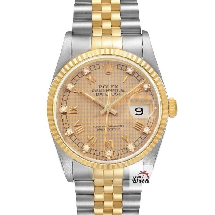 【大眾名錶】ROLEX勞力士 16233 Datejust 市場少見 千鳥紋十鑽面盤 經典太陽圈 大眾名錶B1160-0