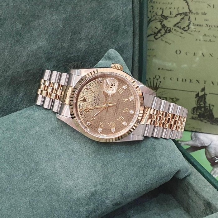 【大眾名錶】ROLEX勞力士 16233 Datejust 市場少見 千鳥紋十鑽面盤 經典太陽圈 大眾名錶B1160-2