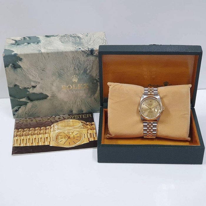 【大眾名錶】ROLEX勞力士 16233 Datejust 蠔式日誌 金十鑽面盤 舊包台 錶徑36mm 大眾名錶B975-8