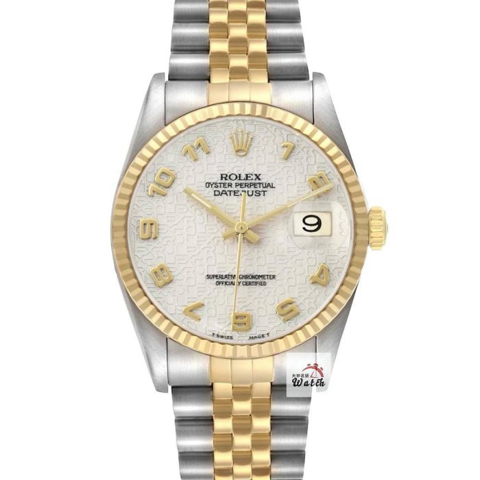 【大眾名錶】ROLEX勞力士 16233 Datejust 蠔式日誌 18K半金 白色紀念面盤 阿拉伯 大眾名錶G150-0