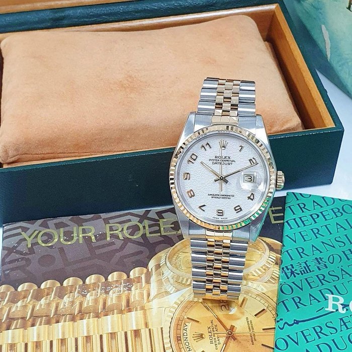 【大眾名錶】ROLEX勞力士 16233 Datejust 蠔式日誌 18K半金 白色紀念面盤 阿拉伯 大眾名錶G150-3