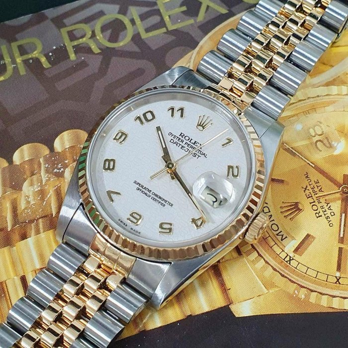 【大眾名錶】ROLEX勞力士 16233 Datejust 蠔式日誌 18K半金 白色紀念面盤 阿拉伯 大眾名錶G150-4