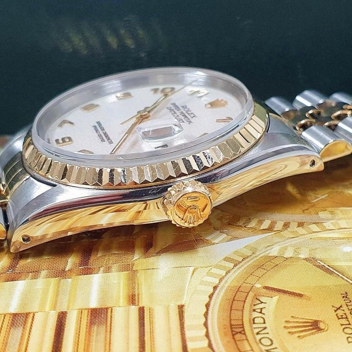 【大眾名錶】ROLEX勞力士 16233 Datejust 蠔式日誌 18K半金 白色紀念面盤 阿拉伯 大眾名錶G150-5