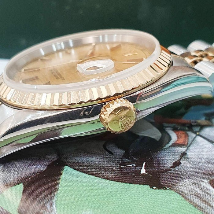 【大眾名錶】ROLEX 勞力士 16233 Datejust 經典款 太陽圈 金色布紋面盤 台灣AD 大眾名錶G221-7