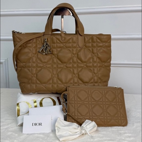 Blackpink jisoo同款❤️‍🔥 DIOR Toujours土著包 中號 子母袋款 奶茶色牛皮