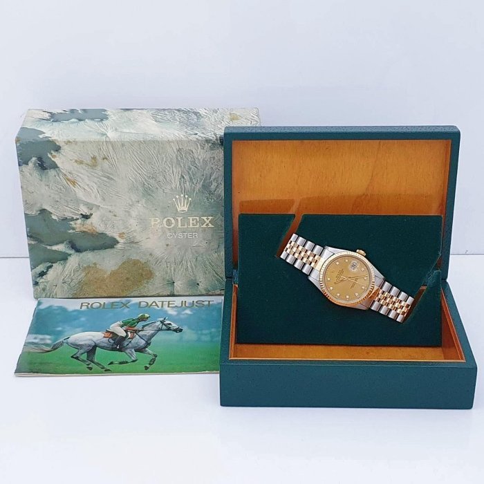 【大眾名錶】ROLEX勞力士 16233 Datejust 蠔式日誌 金色面盤 鑽石時標 錶徑36mm 大眾名錶G027-8