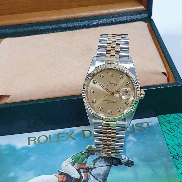 【大眾名錶】ROLEX勞力士 16233 Datejust 蠔式日誌 金十鑽面盤 新包台 錶徑36mm 大眾名錶G087-0