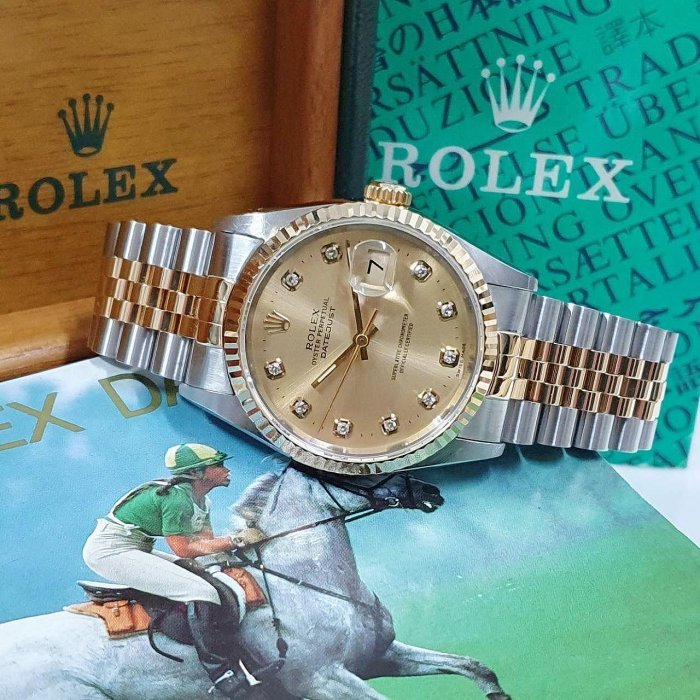 【大眾名錶】ROLEX勞力士 16233 Datejust 蠔式日誌 金十鑽面盤 新包台 錶徑36mm 大眾名錶G087-1