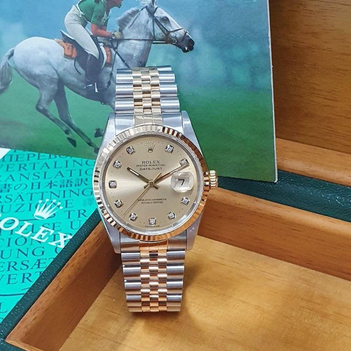 【大眾名錶】ROLEX勞力士 16233 Datejust 蠔式日誌 金十鑽面盤 新包台 錶徑36mm 大眾名錶G087-2