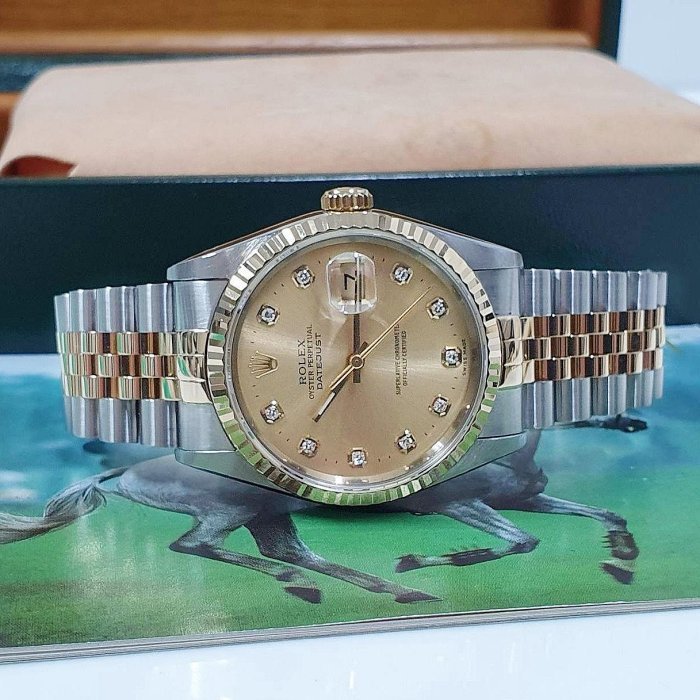 【大眾名錶】ROLEX勞力士 16233 Datejust 蠔式日誌 金十鑽面盤 新包台 錶徑36mm 大眾名錶G087-3