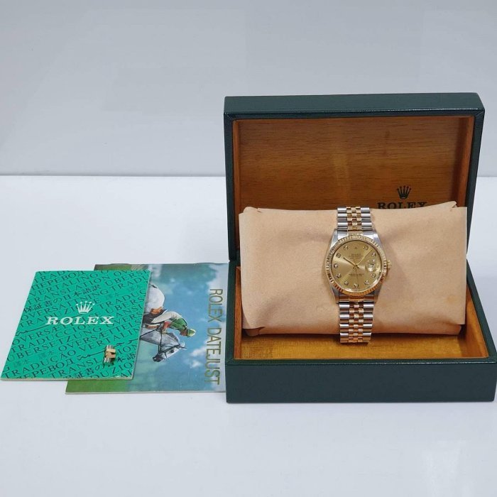 【大眾名錶】ROLEX勞力士 16233 Datejust 蠔式日誌 金十鑽面盤 新包台 錶徑36mm 大眾名錶G087-8