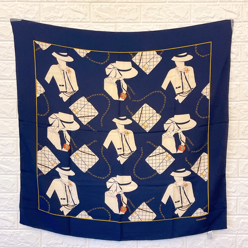 近新超低價✨香奈兒Chanel稀有款絕美coco夫人珍珠項鏈 cf圖騰 真絲絲巾領巾可裱框-0