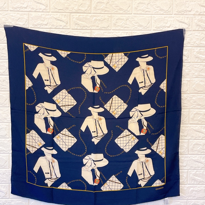 近新超低價✨香奈兒Chanel稀有款絕美coco夫人珍珠項鏈 cf圖騰 真絲絲巾領巾可裱框-2