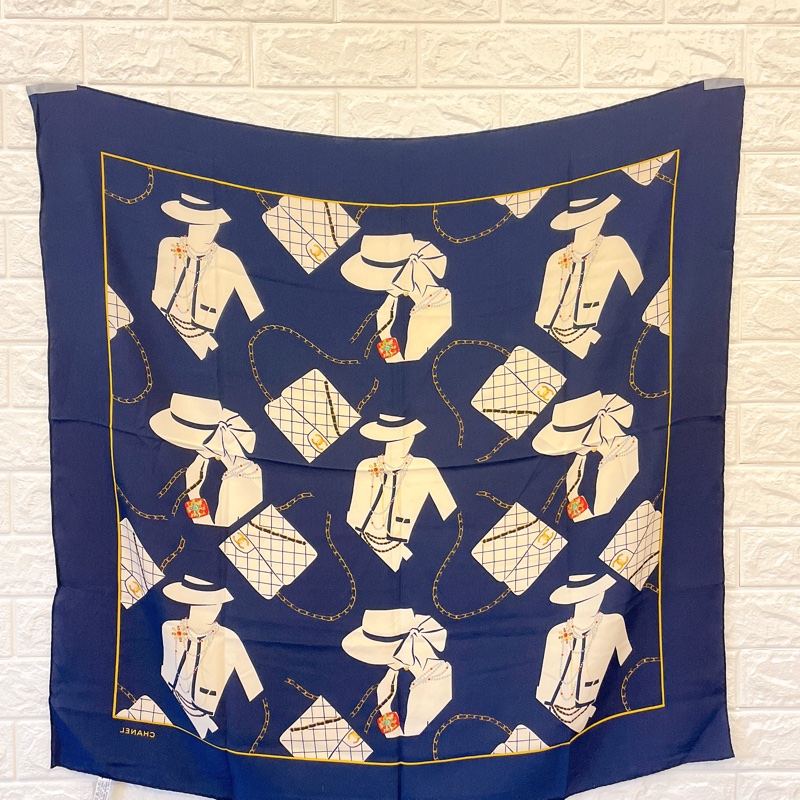 近新超低價✨香奈兒Chanel稀有款絕美coco夫人珍珠項鏈 cf圖騰 真絲絲巾領巾可裱框-5