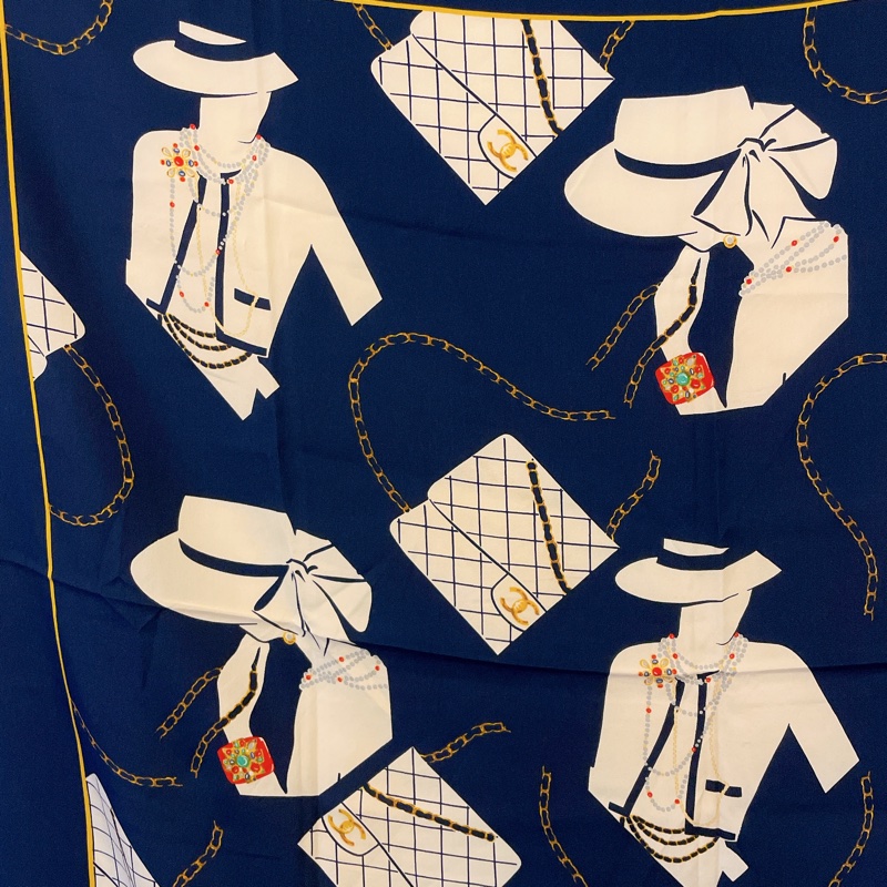 近新超低價✨香奈兒Chanel稀有款絕美coco夫人珍珠項鏈 cf圖騰 真絲絲巾領巾可裱框-6