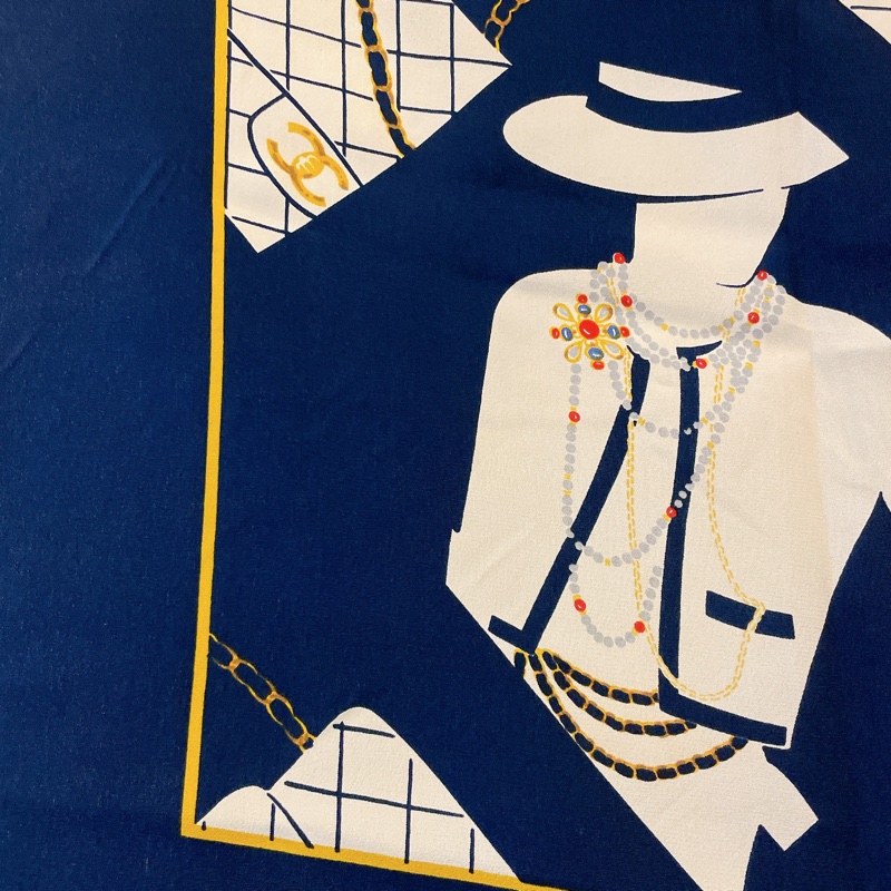 近新超低價✨香奈兒Chanel稀有款絕美coco夫人珍珠項鏈 cf圖騰 真絲絲巾領巾可裱框-7